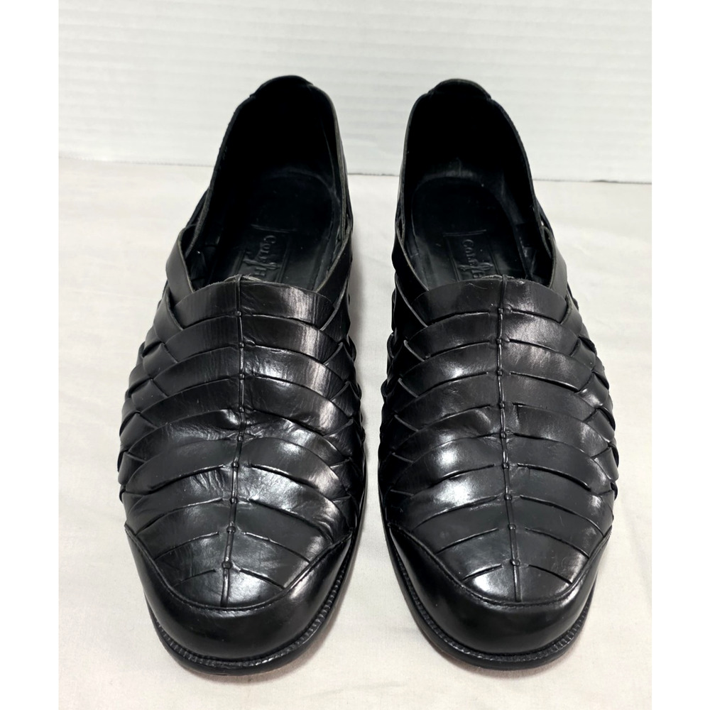 Cole Haan Black Woven Leather Oxfords